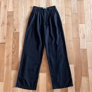 Dissh Womens Wide Leg Pleated Front Black Trouser Pants Tencel Linen Size 2